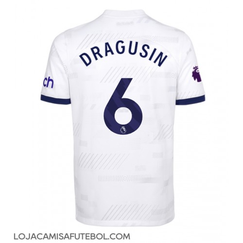 Camisa de Futebol Tottenham Hotspur Radu Dragusin #6 Equipamento Principal 2023-24 Manga Curta